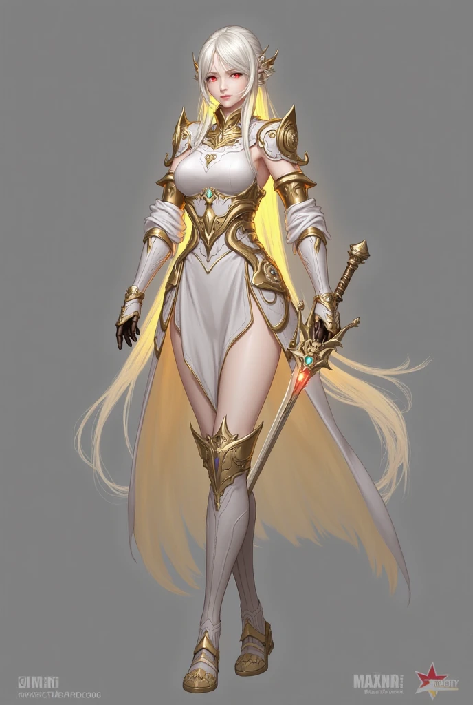 a highly detailed, hyperrealistic portrait of a woman looking straight at the camera, beautiful detailed eyes, beautiful detailed lips, extremely detailed eyes and face, long eyelashes, flawless porcelain skin, blonde hair, elegant expression, wearing an ornate golden headpiece, intricate jewelry, against a dark, moody background with dramatic lighting, masterpiece, best quality, 8k, u