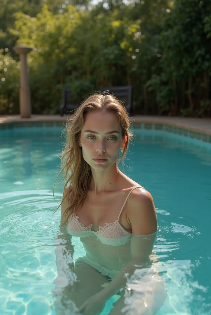 Blonde girl piscine 