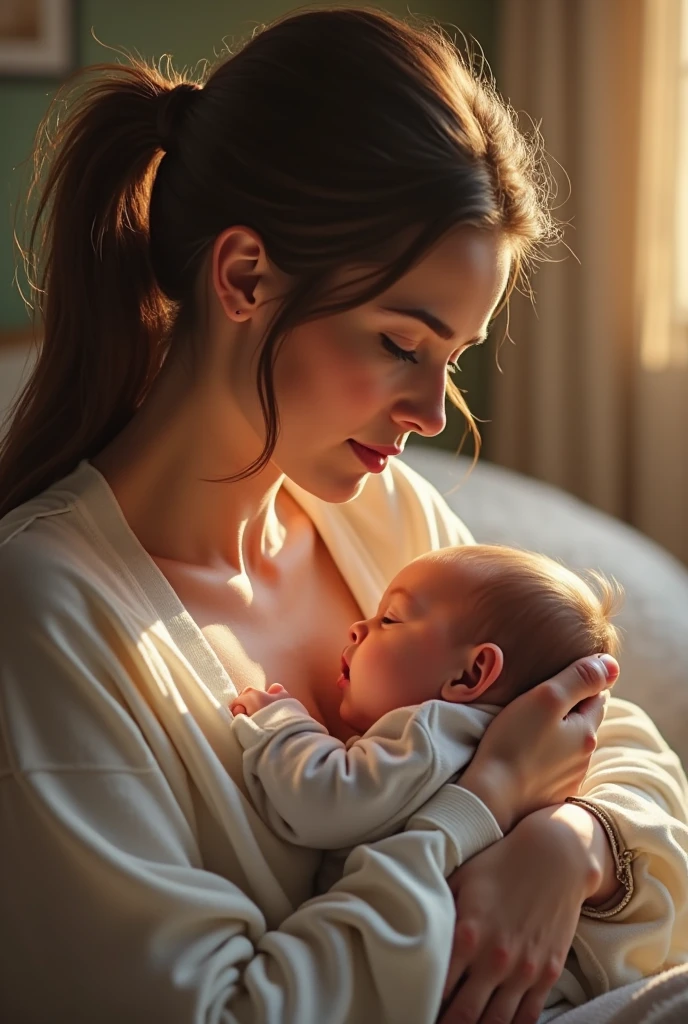 Make an image of a woman breastfeeding
