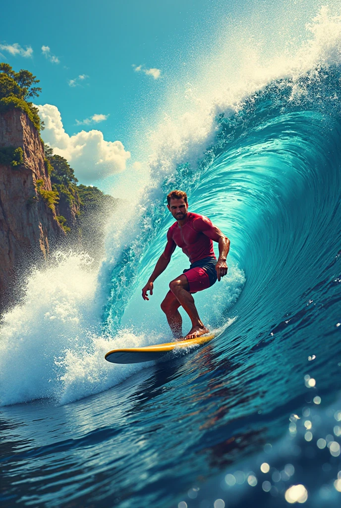 Surfing man
