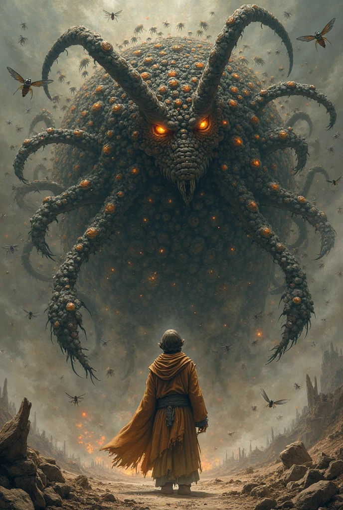 ((Best quality)), ((masterpiece)): A grotesque, multi-eyed abomination, formed of twisted flesh and writhing tendrils, looms within an otherworldly abyss, its insatiable hunger radiating an aura of immeasurable terror. <lora:Elixir:1>