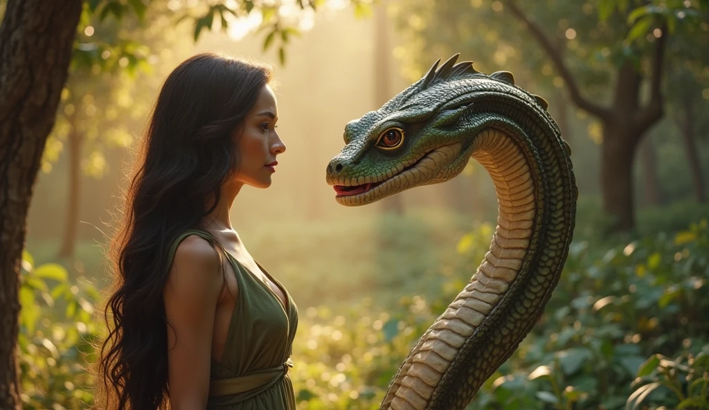 A beautiful brunette woman, being eaten by a piranha plant