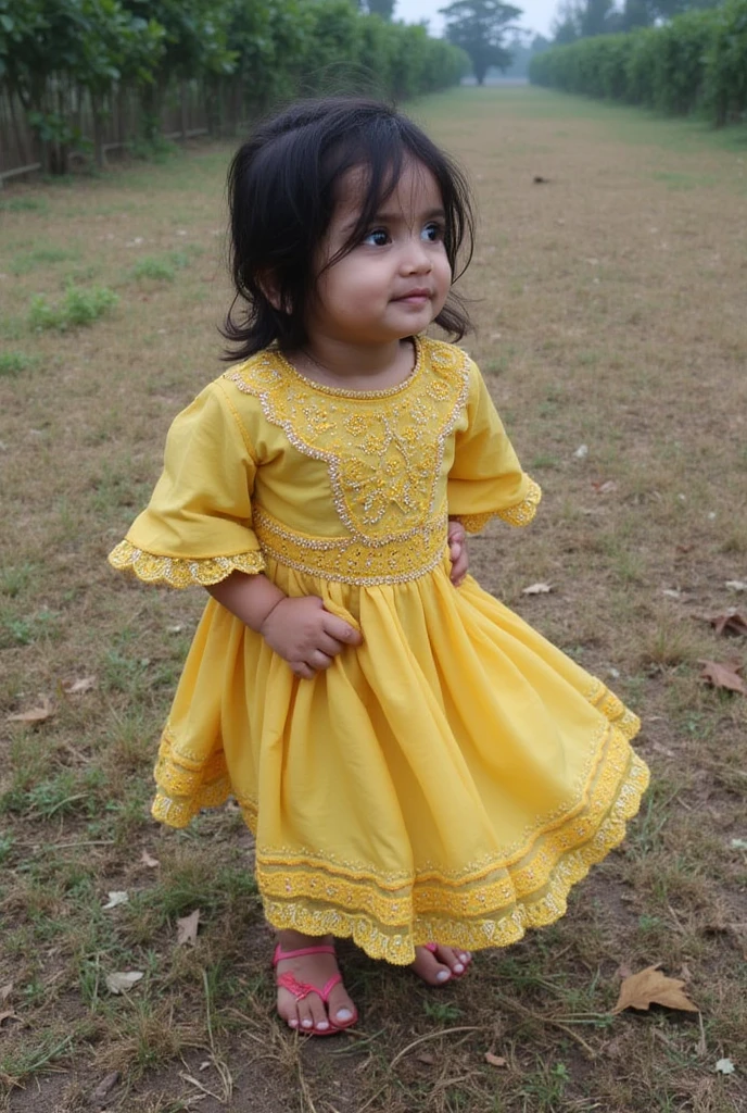 Imagem dos anos 80 Uma menina de cabelos castanhos longos usando roupa da moda dos anos 80 caminhado pela passarela em um tapete vermelho