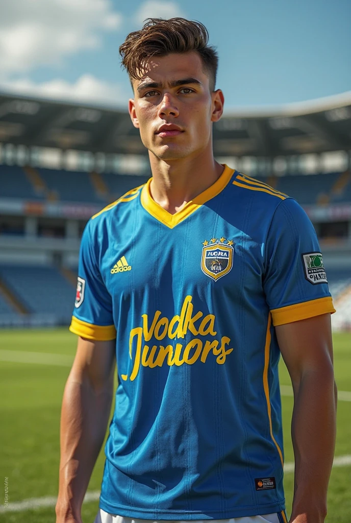 Young American man on soccer field wearing La Galaxy uniform 