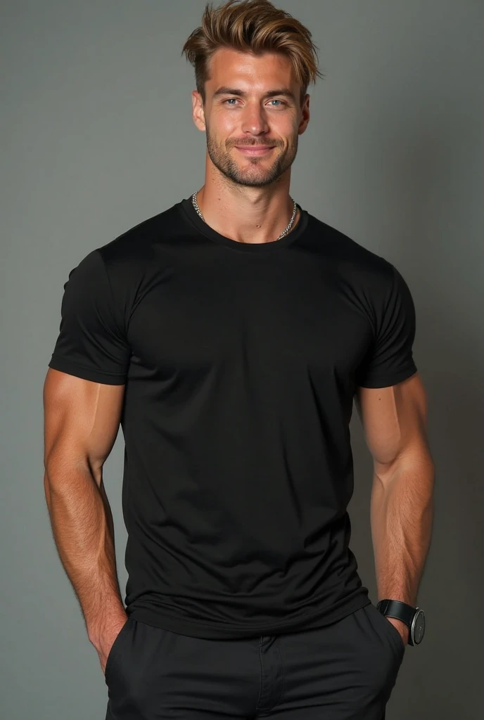 man , Brown t-shirt, jeans, black short hair , outdoor , cute smile , หน้าhandsomeแบบเกาหลีสมจริง , modest muscles , Masterpiece、High resolution、Surreal、detailed face、alone、man、Glowing skin、(Asia)、handsome、Detailed background