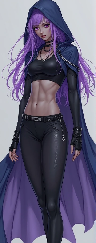 Young guy, long black hair, high ponytail, purple eyes, cat ears, ninja shape, pants, open belly, smile, masterpiece, high quality