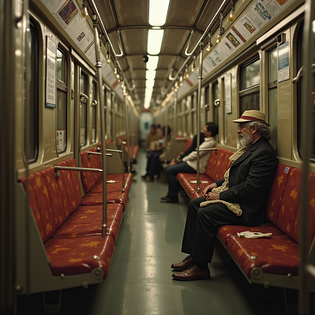 A lonely man on the train
