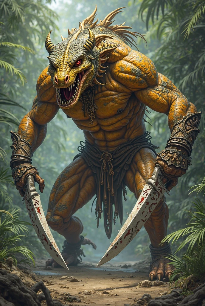 cinematic photography of full body huge muscular dragon-rat-man shaman wearing intricate robes magical runes wasteland red scaly skin detailed photorealistic texture cinematic light fantastical and intense