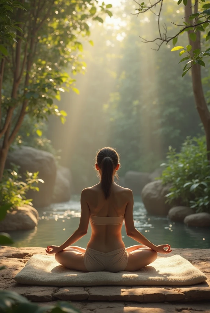 high qulity,full bodyesbian,Relaxing scene,Single girl,No looking back,Do not turn your head,rainy days,Single girl,Big Scene,A meditative,back of head,with no face,janelas, Back shadow,Back figure,Sitting, Bamboo forest,Maximum aperture