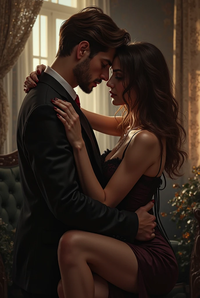 A woman sitting on another man's lap