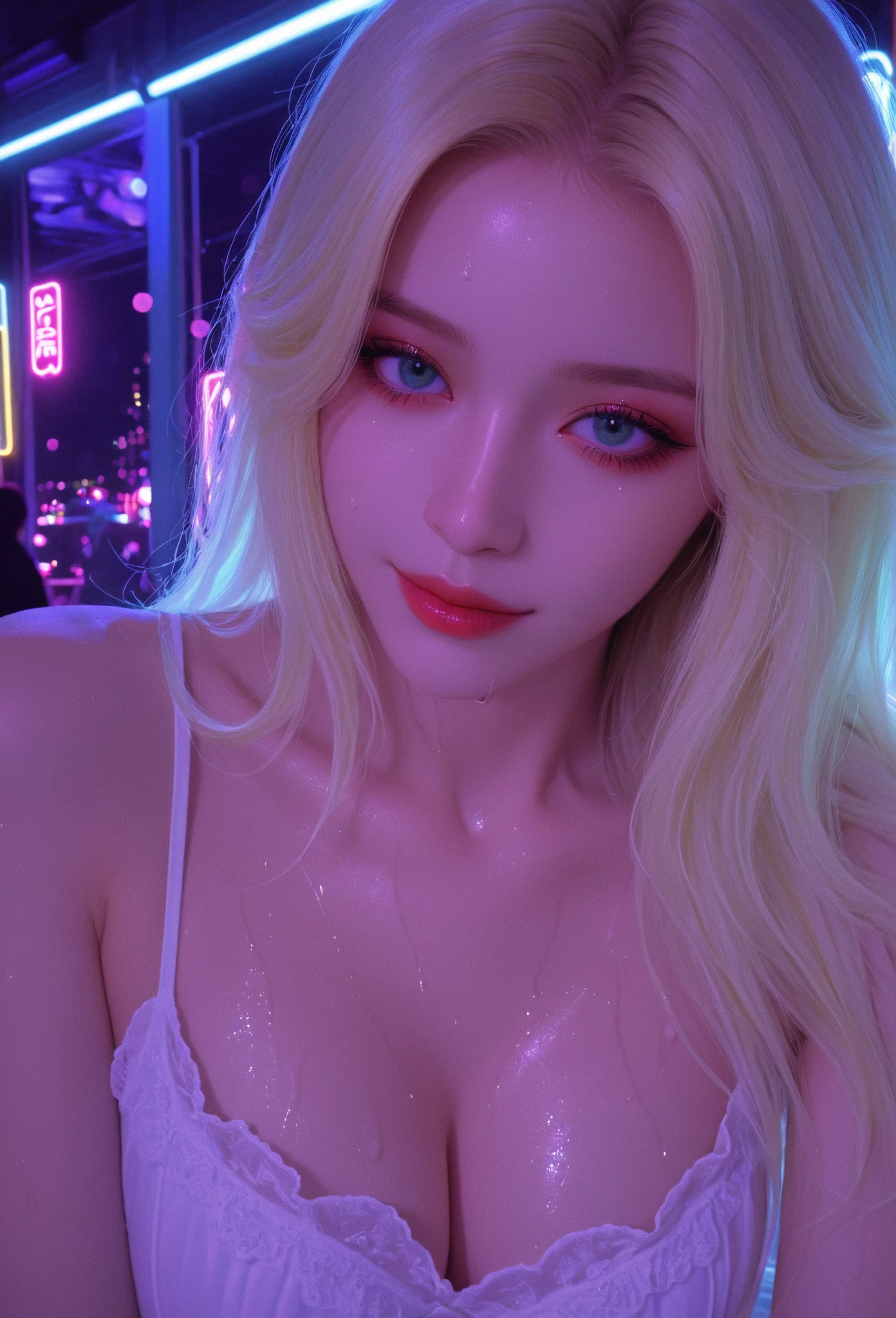3 girls, High quality, Ultra-detailed, crazy detail details, Quality in 4K

(Cinematic Digital Artwork: 1.3), High quality, masutepiece, of the highest quality, Super Detail, Illustration, [4K Digital Art]、 lndswgnr, (Sharp Focus: 1.5), (Moody lighting:1.2), depth of fields, Bokeh, 4K 、High resolution, ultra-detailliert, the Extremely Detailed CG Unity 8K Wallpapers, Realistic, Photorealsitic, Raw photo, beautifull detailed face, pale skin, realistic glistening skin, Detailed Cloth Texture, detailed hair texture, Perfect body, Beautiful face, acurate, Anatomically correct, Highly detailed face, Eye and skin texture, Natural neck length, (Beautiful eyes), (Beautiful hands), (Glossy skin:1.2), thin legs, Thin feet, Detailed people、A detailed face、细致背景、 



(Live action、Intricate details)、bionde、short-hair、
Midnight、Bathroom at night、Pink Neon Lights、
Dark cold lighting、Tropical style、Holographics Pankor Sexy Bikini、Colossal tits、Large cleavage、
Dramatic makeup、makeup、Pinky Pink Lip Stick、eye make up、mascara、eye liner、eye shadow、Light purple color control
Neon Light Bath、Pitch black room、Soaking in the bathtub、narrow her eyes、

((((Vulgar face、A smile、Enraptured face、Yor, a wet body、 Sweat))))