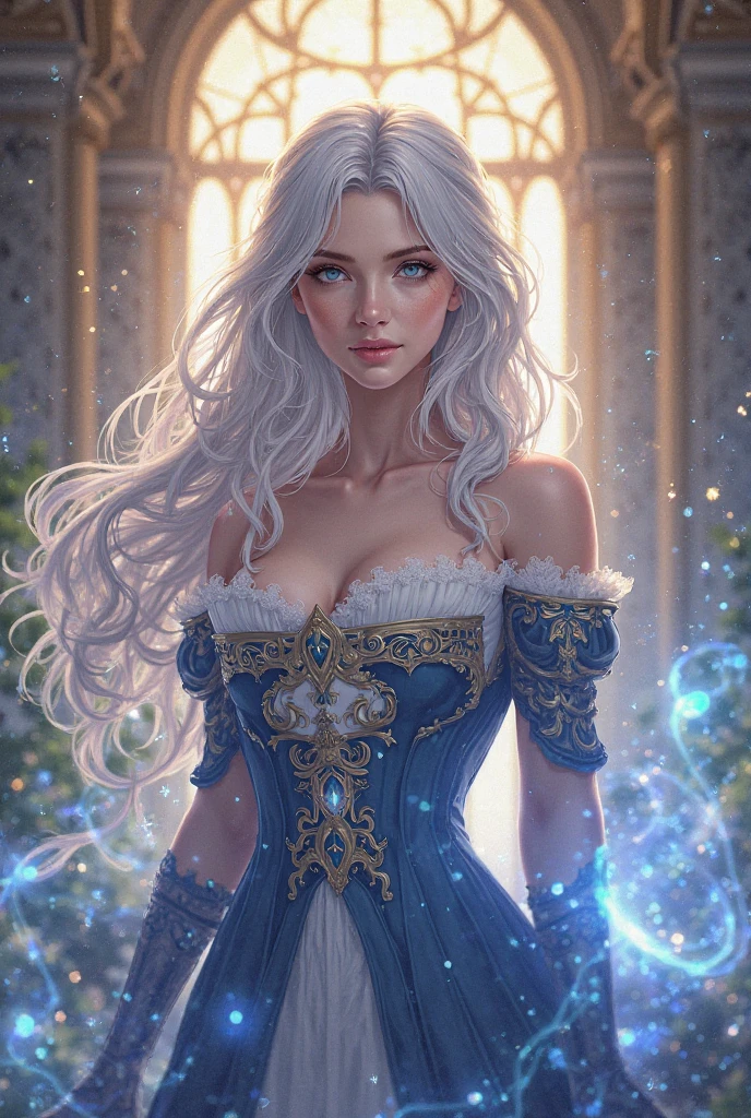 Tall, handsome, athletic build, statuesque, courageous young man-the king, platinum blonde with blue eyes, long straight platinum hair, dressed in royal attire, carries in his arms an incredibly beautiful young femme fatale sleeping with long golden hair, blue eyes, she is wearing a princess dress. Masterpiece, detailed study of the face, beautiful face, beautiful facial features, perfect image, realistic shots, detailed study of faces, full-length image, 8k, detailed image, extremely detailed illustration, a real masterpiece of the highest quality, with careful drawing.