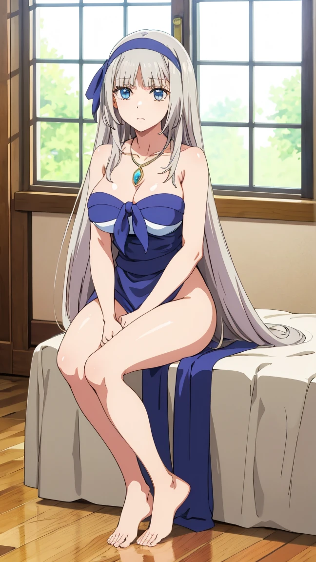 masterpiece:1.2, best quality), (finely detailed beautiful eyes: 1.2), (extremely detailed CG unity 8k wallpaper, masterpiece, best quality, ultra-detailed), (masterpiece, best quality:1.2), 1girl, female solo, medium breasts, perky tits, rounded breasts, shining breasts, perfect eyes, perfect face, perfect body, seductive, looking at viewer, cleavage, alisa, silver hair, long hair, blue eyes, 170cm tall, naked, pink nipples, fullbody naked,
