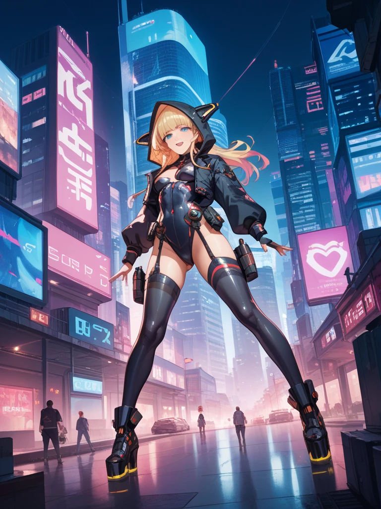 high quality, subsurface scattering, chromatic lighting,
colorized, yellow + black limited color palette,
detailed concept drawing,
Street girl, cyberpunk, futuristic, fullbody,
portrait, 20yo 1girl, medium soft breasts, slender, long yellow hair, yellow eyes, smiling