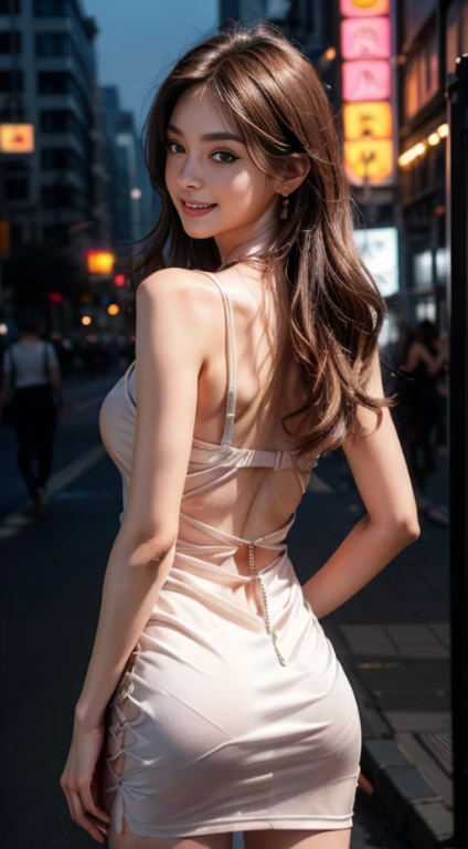 8K highest quality, table top, 写真のようにrealistic, super detailed, 超A high resolution, born:1.3),1 female, beautiful japanese actress, 25 years old), double iridescence),mile), detailed face, wearing large ring earrings，赤いアイシャドウin派手なメイク，light brown delicate middle cut hair，The tips of the hair are wavy，elegant hairstyle，fine eyes,Actress with slender figure，, hips become smaller, side boob barbosa),butt crack, naked waist, bare back:1.3),sexy silk embroidered mermaid dress:1.2),from behind), look up_in_viewer, break long black hair, BREAK ceremony, red carpet, a large crowd gathers:1.5),after that, table top, born写真, highest quality, realistic, Highly detailed CG Unity 8K wallpaper, Depth of the bounds written, cinematic light, Lens flare, ray tracing,very beautiful face, beautiful lips, beautiful eyes), face with intricate details,(super detailed肌)) 1 girl, 暗闇in, deep shadow, cute korean girl, 赤いアイシャドウin派手なメイク，her shortcut, 繊細なライトブラウンの髪はサイドウェーブinわずかに乱れています.，wearing large ring earrings，K-POPアイドル, 1 girl,very slim and slender fit muscular body:1.3),(looking at the viewer))Big smile:1.3), sleeve fashion city night, accuracy of hands，dark night,neon sign),blurred background), fashion street night)no people in the background:1.3), beautiful earrings, bracelet, necklace, pantyhose, clear eyes, walk,pale skin),big eye ace forward,(upper body shot)),(super mini color silk dress:1.3))brown hair)(tight fit lace dress)),See through), open chest, very slim, medium breasts, go back(buckshot)), See through, Middle butt, Ultra Super Mini Skirt, up hair,(spread the thighs))， Pose with the butt sticking out a little)，taken from below:1.4