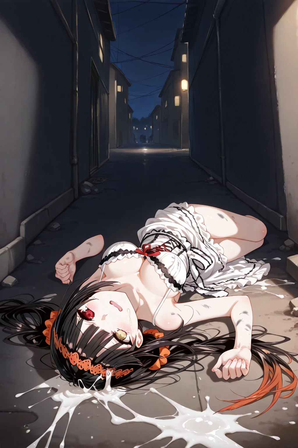 hanekawa tsubasa、eye glass、Braids、A dark-haired、large boob、fullnude、 (Black hair, Brown eyes, Round face),  With ribbon, (nose blush, Naughty, half opened eye, Drooling),On the bed in the infirmary,   [Full body shot]、Hardcore BDSM Kak Dega Again、Plenty of love juice、pale pubic hair、Wearing a black dog collar,Full body shot,body piercings,Large open legs、eye glass、Head-to-toe shots、Hand flail、fetters、Squirting、spout、There are a lot of them all over the body、Soak up the bright sunshine under the tropical sun、The udder is squeezed out with a rope、Woman in chains、slightly turned to the side、The lower back is cramping up and down、Chest is bobbing up and down、screaming in pain、 超A high resolution, (Photorealistic: 1.4)、Crying with joy、Crying in pain、Shot from a 45-degree angle to the right、Huge 、Stand on all fours with your butt facing the viewer、sticking out the tongue、Peeling the whites of the eyes、Crying in pain、eye glasses、Nipple ring、