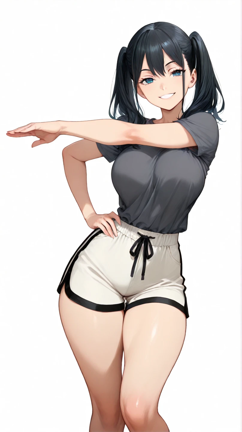 muscular girl thick breasts black hair yellow eyes pale skin best quality sad frown