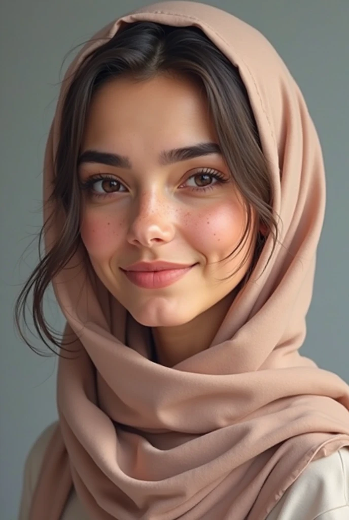 Make a picture of a woman wearing a hijab smiling