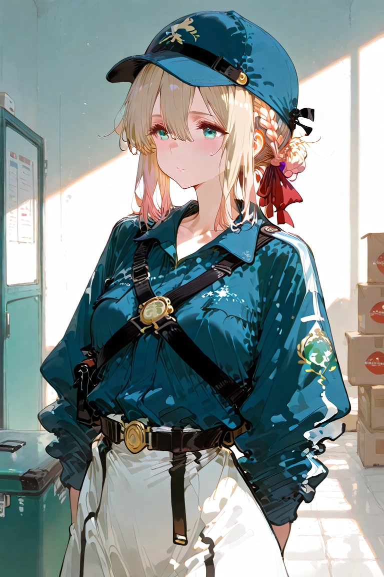 (masterpiece, best quality) detailed,silver accessories , Blonde ,elegant, pointed ears ，Chinese element pattern，White shirt，bikini，pleated skirt，pantyhose