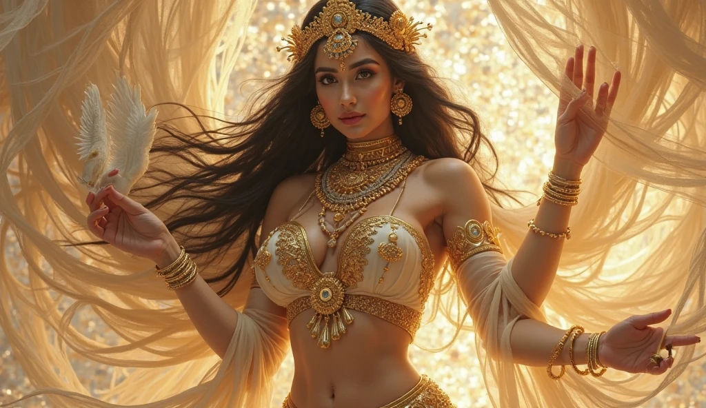 masterpiece, Best Quality, Illustration, Ultra-detailed, finely detail, high resolution, 8K Wallpaper, Perfect dynamic composition, beautiful thin, tall, woman with cat ears, big golden luminescent detailed, intricate, realistic eyes, big red lips, realistic detailed face and skin, eyeliner, eyeshadow, layered, big shoulder length purple hair, floating hair, messy hair, hair framing face, mischievous smile, elaborate dress, full body, Pamukkale background, blue sky, full body photo,
