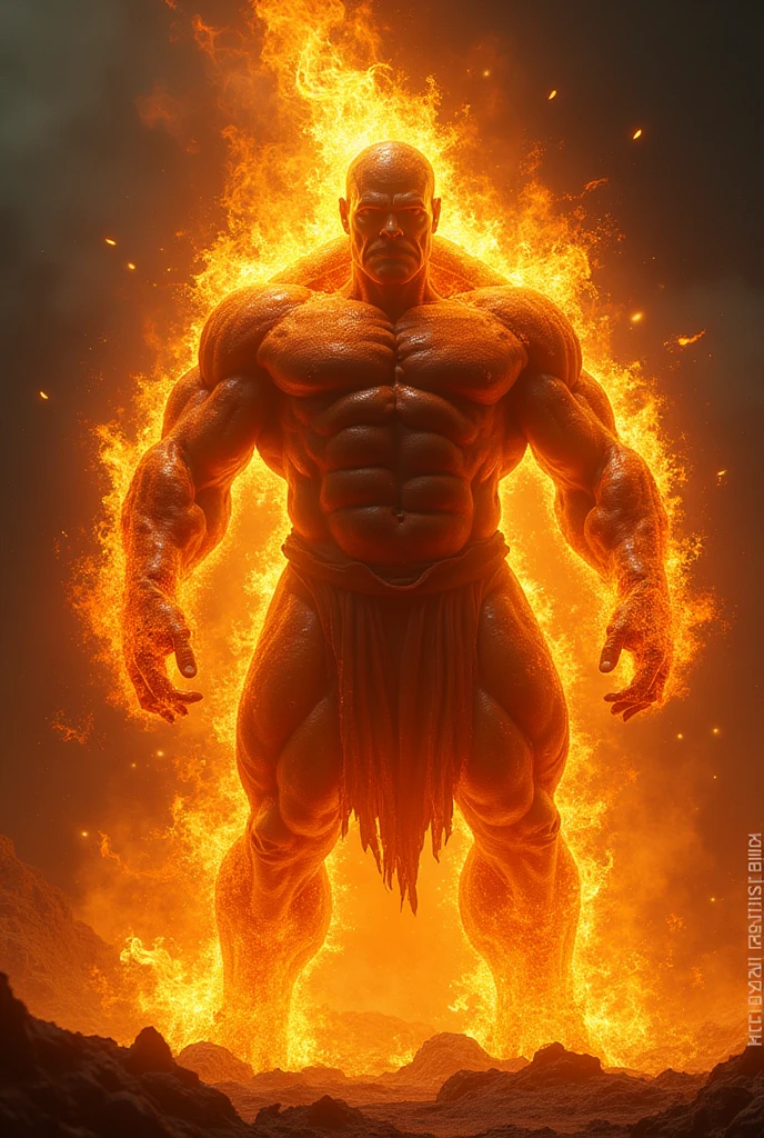 Fire with big man 