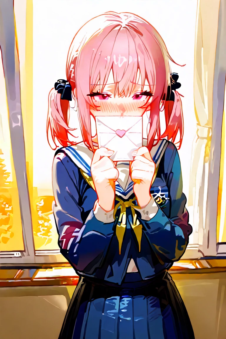 no , sad, , lift up skirt, , embarrassed, close eye, open mouth, , up legs