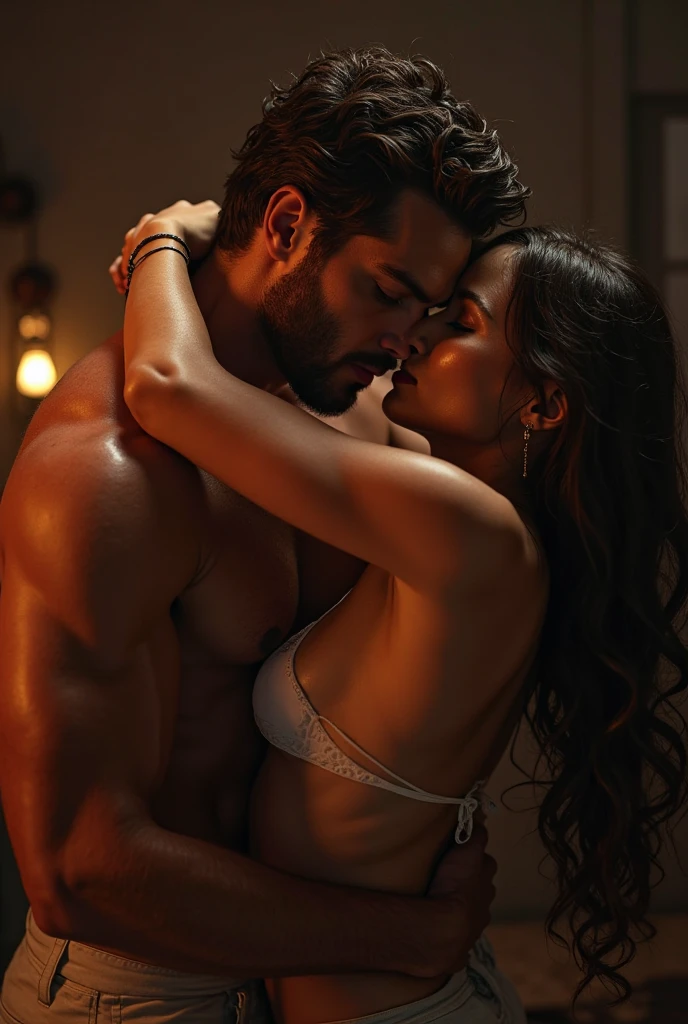 woman kissing man's crotch