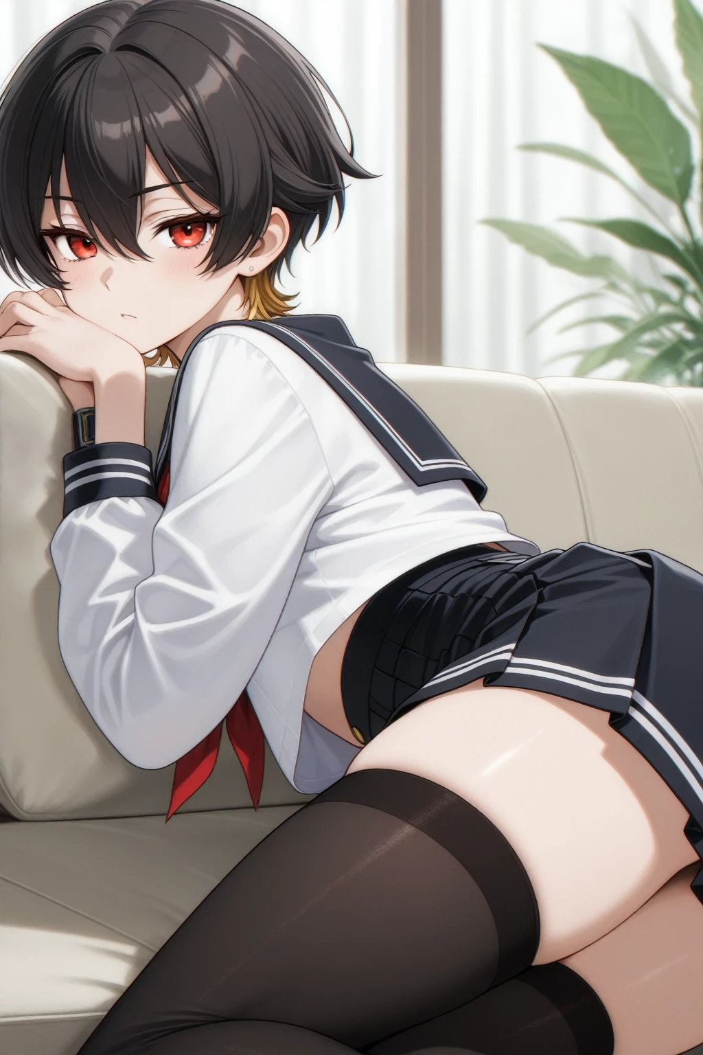 Introvert Big Ass Confident look room nervous Sitting Panty shot Middle school students 女の子のroom On the cushion Cross-legged