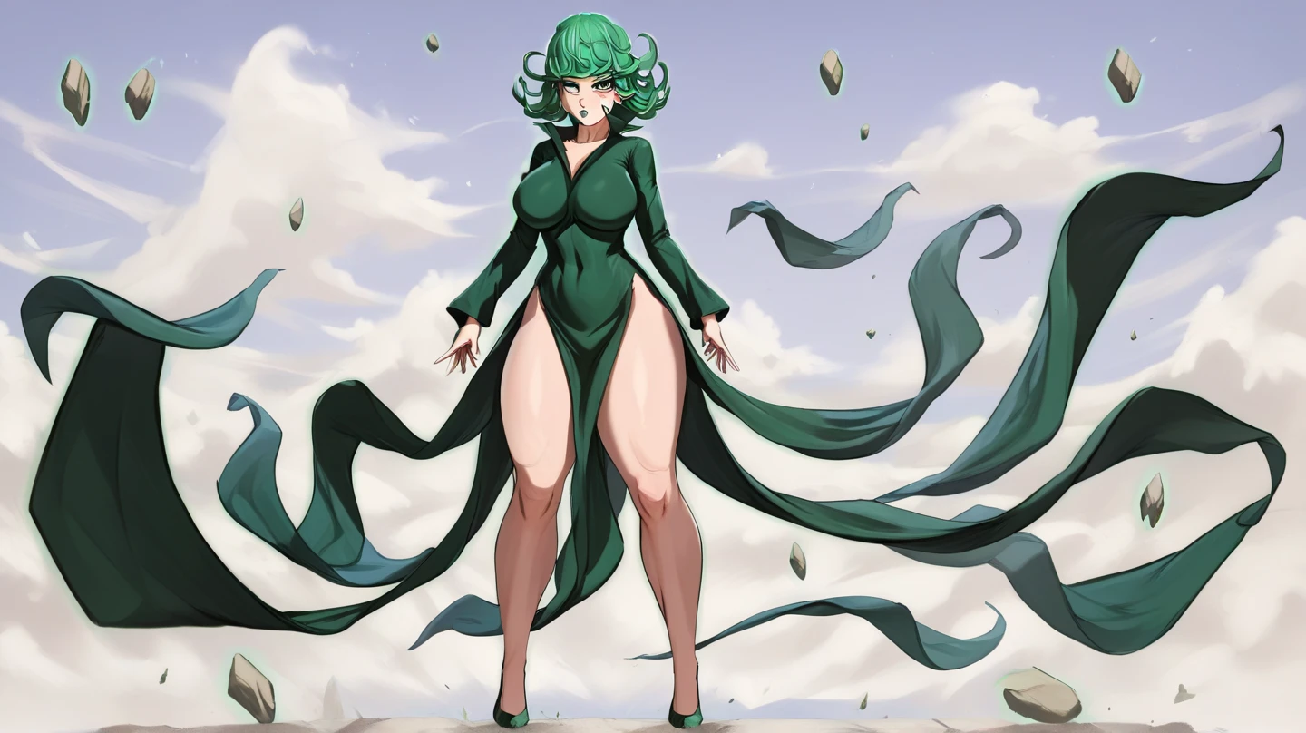 1woman, tatsumaki(one punch man), big boobies, huge boobies, fully body, peitos pra fora, (olhos perfeitos),(peito a mostra), roupa aberta nos peitos,(big breasts), (mega breasts), (big boobies), (Mega Boobies,),(nsfw), (clothes),(boobies more thick),((nsfw))