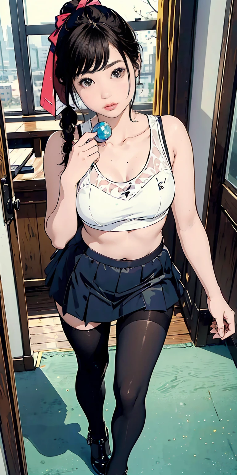 (( 1girl in)), NSFW、blush,Black hair、Red Eyes、(((large full breasts)))、big butts、((thick thighs))、Sweat、:o、Short hair、((spreading legs))、Light Blue Bra、light blue pantie、(Armpits)、Office room、eye glasses