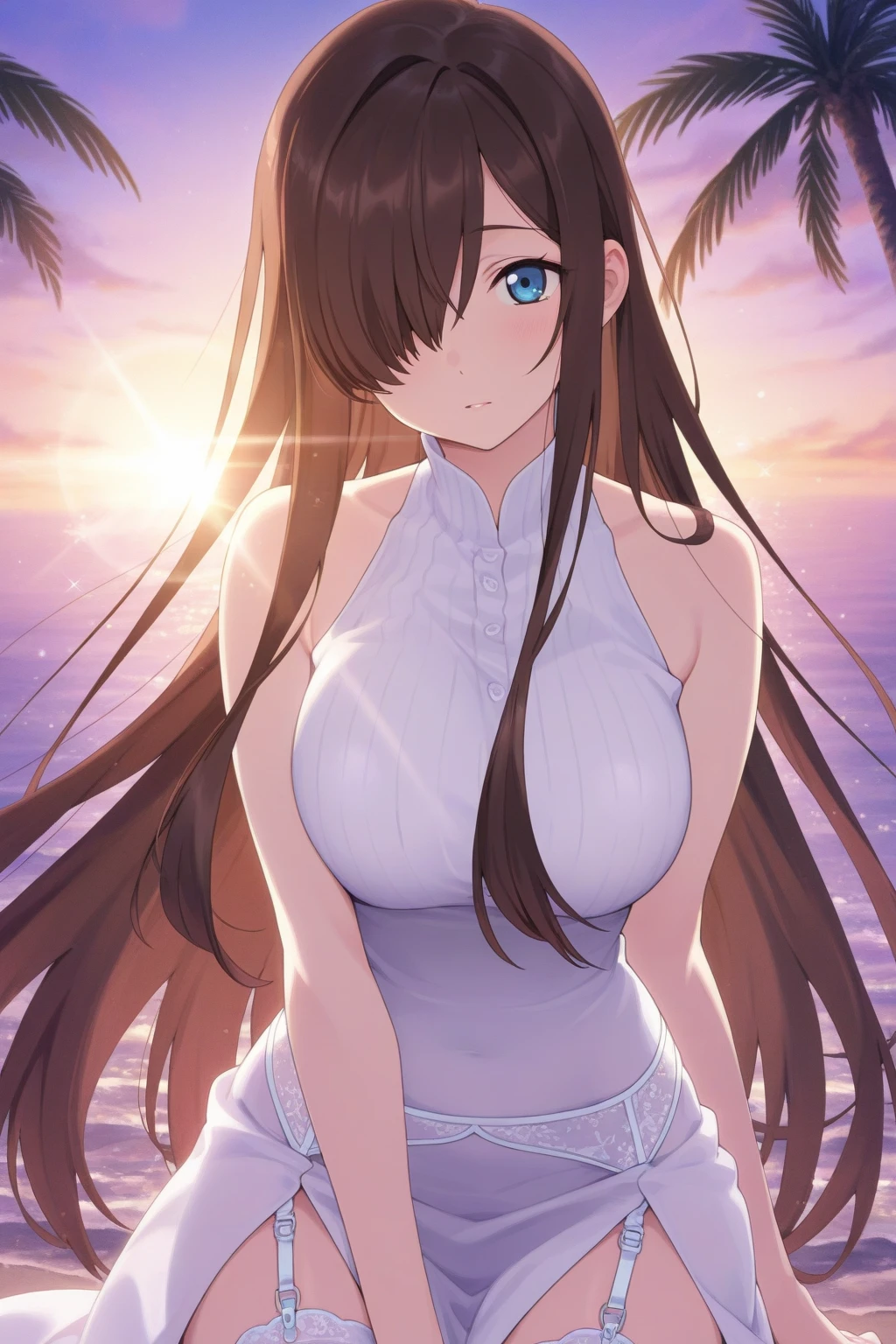 nsfw:1.5、((masterpiece)), Highest quality, Very detailed,(One Girl),Yuki Asuna、Asuna (Stay), Brown eyes, nakedの肩, chest当て, armor, Removable sleeves, gloves, white gloves, dress, (red and white dress), Long Hair, Beautiful background ,clothing, chest, (((naked)))