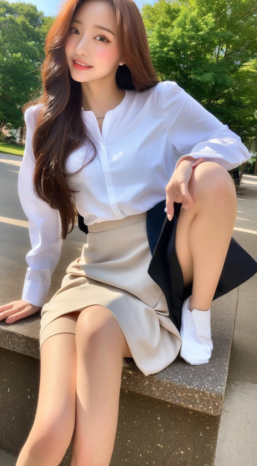 table top, highest quality, figure, super detailed, finely, High resolution, 8k wallpaper, 完璧なダイナミックな構figure, beautiful and fine eyes, woman's fashion fluffy winter clothes,Wearing sunglasses,medium hair,small breasts natural color lip, bold sexy pose、20 year old girl、cute、sexy shot looking at camera,RAW photo,anatomically correct body,blur the background,perfect and beautiful face,KPOP idol face,Slim face and body、Wearing a black miniskirt,Wearing black high heels,sitting in a chair,