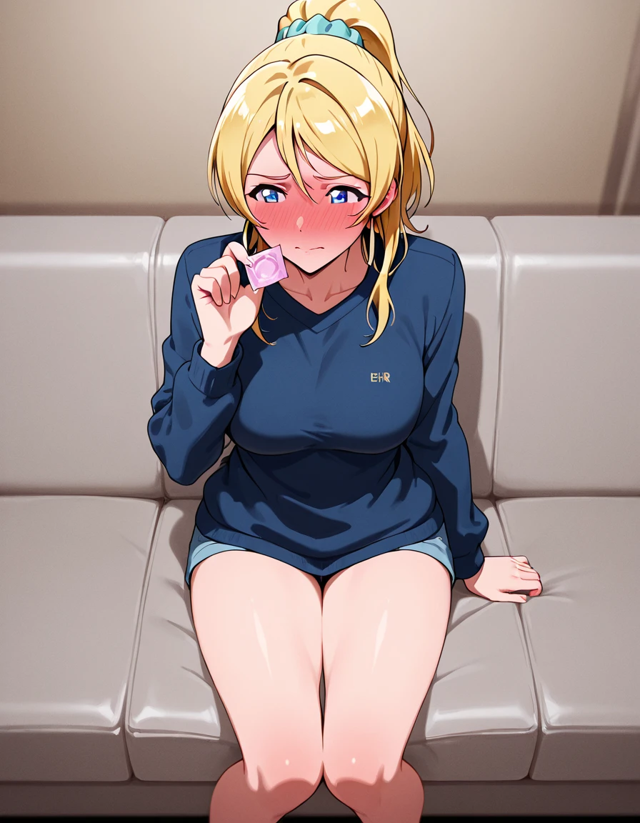 pale Blonde woman, short blonde hair, short twintails, lipstick, pale skin, wearing a tight white T shirt, jean shorts, bare feet, very large breasts, busty, wide hips, thick thighs, large thighs, small dainty feet, white nail polish, standing, 5 toes on each foot, blowjob, kneeling on the floor, on her knees on the floor, delicate hands, acrylic finger nails, 5 fingers on each hand, cumming a lot 