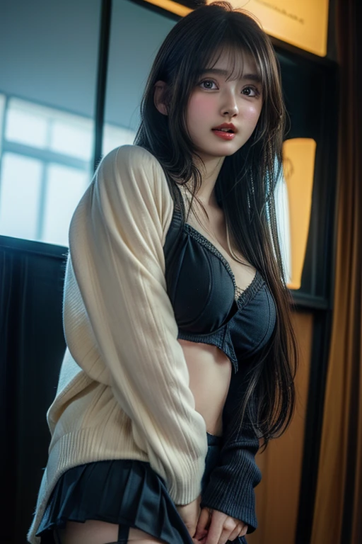 hair bobbles, wince, longeyelashes, solid circle eyes, light smile, ear blush, fang, ccurate, Surrealism, drop shadow, anaglyph, stereogram, tachi-e, pov, atmospheric perspective, 8k, super detail, best quality, award winning, super detail, anatomically correct, UHD, retina, masterpiece, textured skin, high details, best quality, highres, high quality, accurate,best quality, masterpiece, movie lighting, Wheels within wheels, cinematic detailed Practical background, Delicate face, whole body, Small Breasts, Practical, Clear lines, , , 1 girl jogging, city View, night, Tie-Dye Shirt, looking at the audience, Tattoo, Model pose, Cardigan sweater, The eyes have rings, Street Lights, lamp post, Yoga Pants, Variegated hair, Glasses,, ,