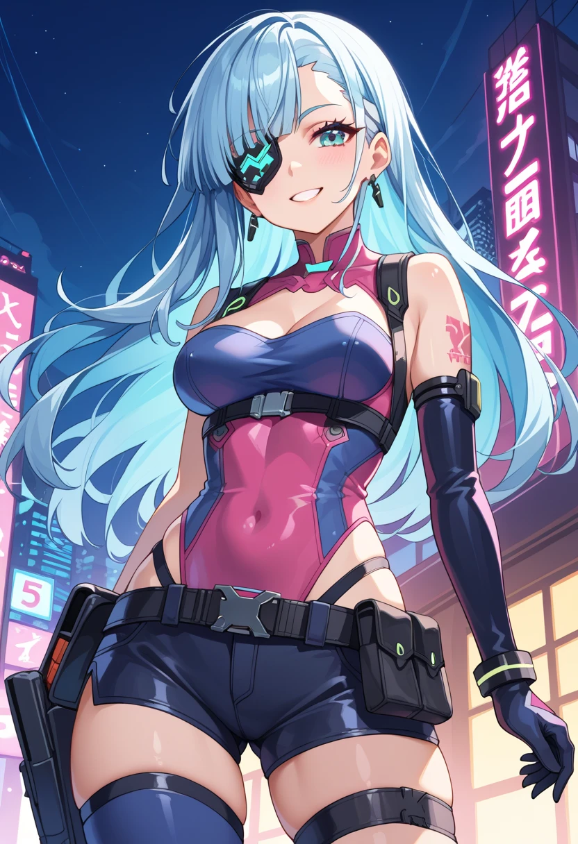 best quality, masterpiece, 1girl,<lora:MK99_-spl-000014:0.8>, mk99c, headgear, bodysuit, gauntlets, leg armor, sunset dock landside, boats, standing, smile