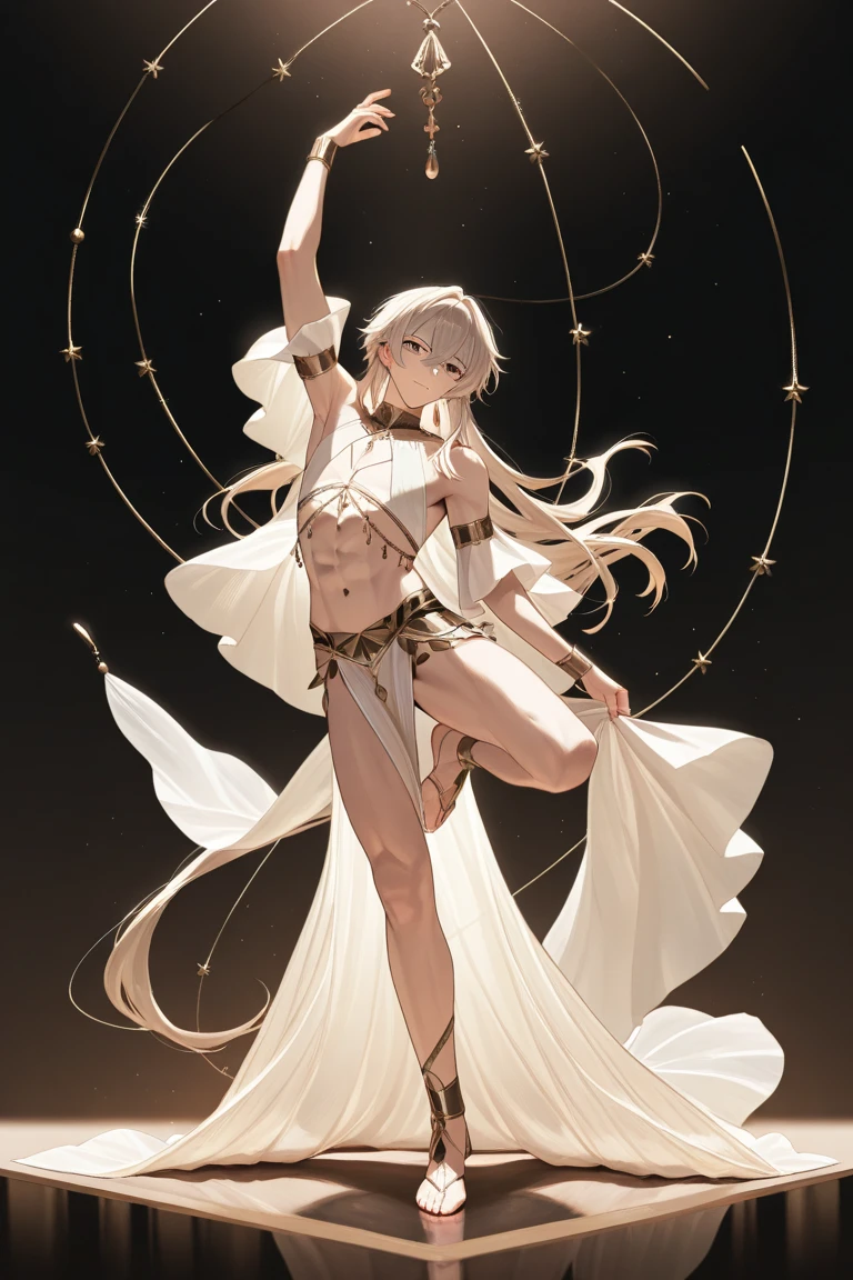 Greek clothing, Peplos, One person, alone, arms, Long Hair, bow \(arms\), Holding, Holding bow \(arms\), Hello, Arrow \(Projectile\), Holding arms, gladiator Sandals, Blonde, jewelry, Sandals, star \(symbol\), chest, bracelet, Manicure, Green Eyes, Closed-toe footwear, High heels, bangs, whole body, Outstretched arms, Underarm, medium chest, Arrow tube, Both sides up, Bracelet, drawing bow, Holding Arrow, toeManicure