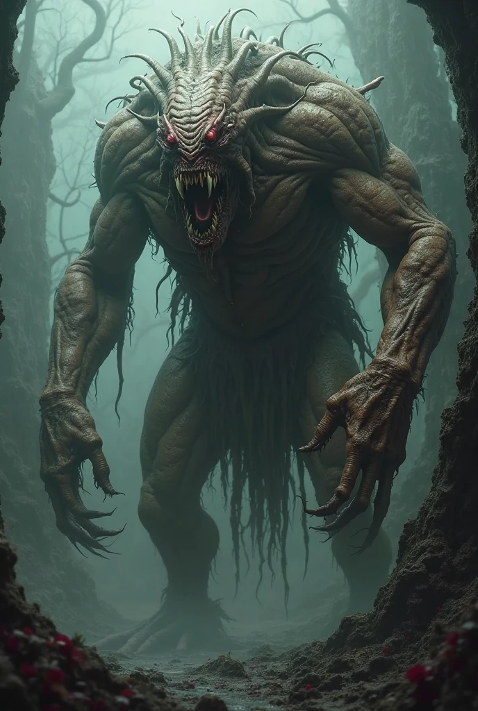 Fictional Unidentified Creatureouth open and menacing。That&#39;s horrible。feel ill。high resolution。delicately。I&#39;ll leave the background to you
