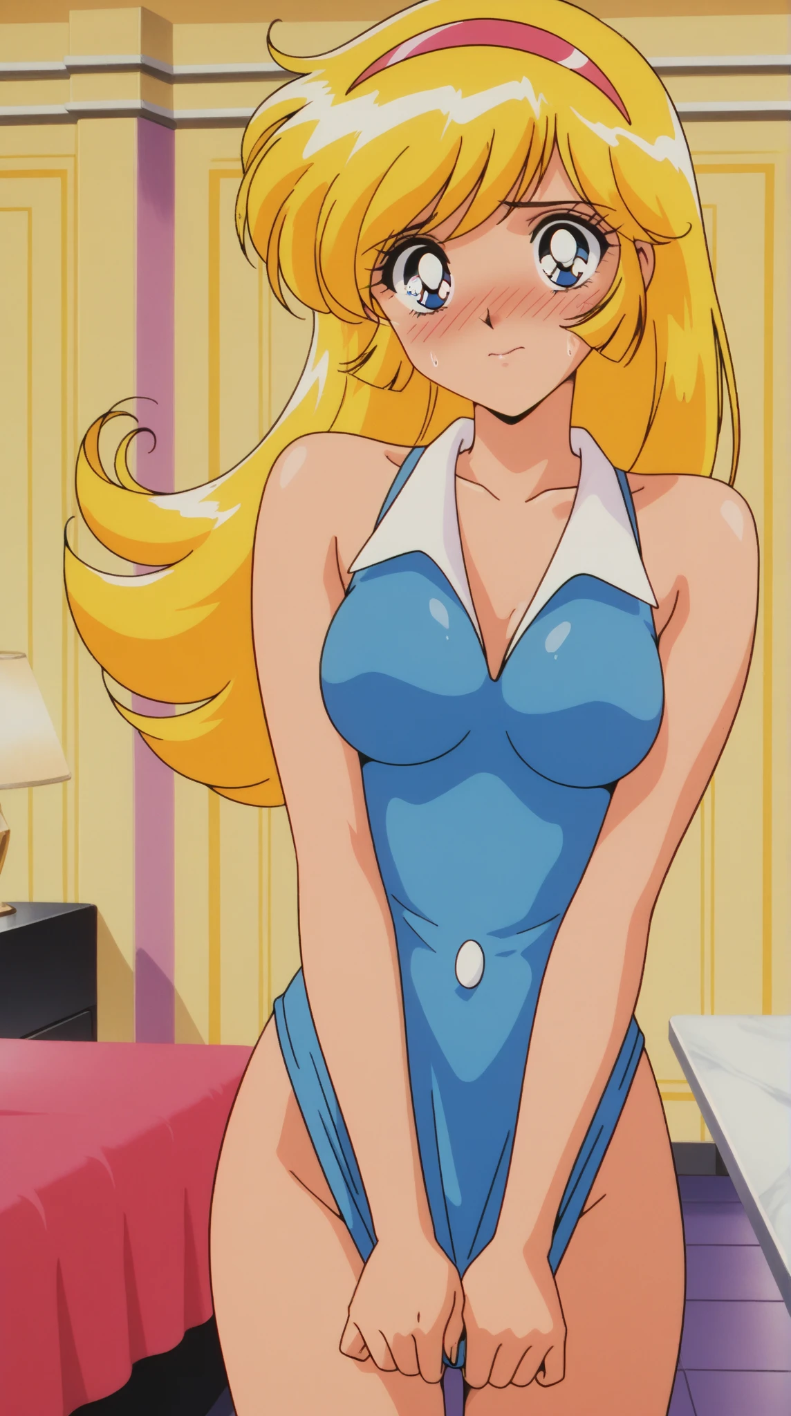 Highest quality,Very detailed,masterpiece,Very detailed,figure,Blonde ,hair ornaments,stand,indoor,Unbelievably_Absurd,One person,Mid-chest,Red nose ,Realistic,Long Hair,summer_dress,Garter Straps,beautiful girl,Waving SV98
