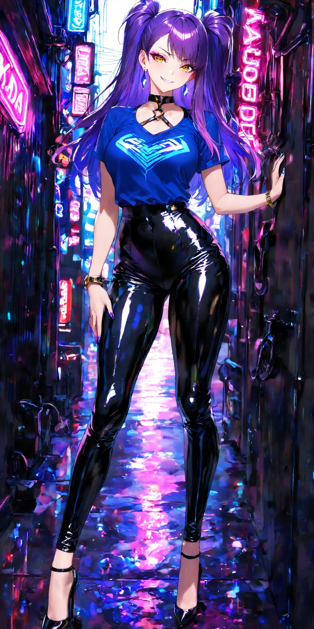 woman,20-year-old,,city,night,(((White and blue tight miniskirt dress))),,Laughing with your mouth open((Leather thigh-high boots))(See through),(()),((Black Hair)),blush、Surprised face,((())),((Looking Back))(Wet with sweat)Reflecting the buttocks