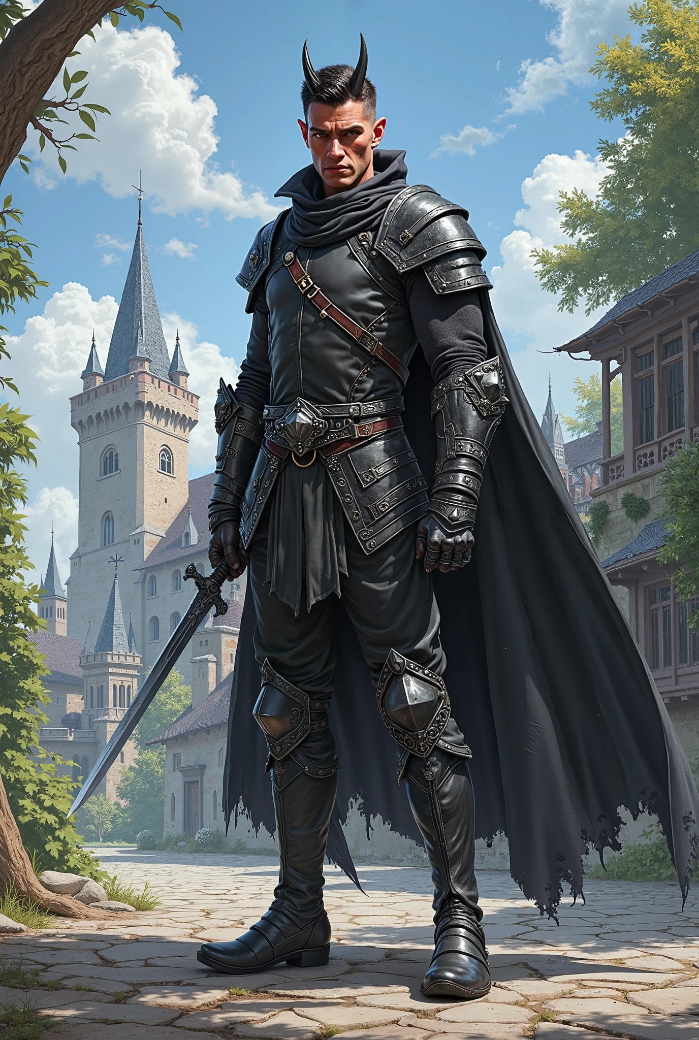score_9, score_8_up, score_8,  (((Single character image.))) (((1boy))) (((Dressed in medieval fantasy attire.)))   (((This male character is sexy and virile.))) Generate a sinister male character for a dark fantasy setting.  Dressed in medieval fantasy attire for a dark fantasy setting.  Dressed in dark medieval fantasy attire.  This individual is a criminal and a thug and a member of the town's dangerous criminal underworld.  He is attractive and darkly handsome but has a nature to him that seems to be towards crime and the sinister activities that go on.  top quality, best quality, official art, beautiful and aesthetic:1.2), extreme detailed,  colorful, highest detailed,  best quality:1.0,hyperealistic:1.0,photorealistic:1.0,madly detailed CG unity 8k wallpaper:1.0,masterpiece:1.3,madly detailed photo:1.2, hyper-realistic lifelike texture:1.4, picture-perfect:1.0,8k, HQ,best quality:1.0, 