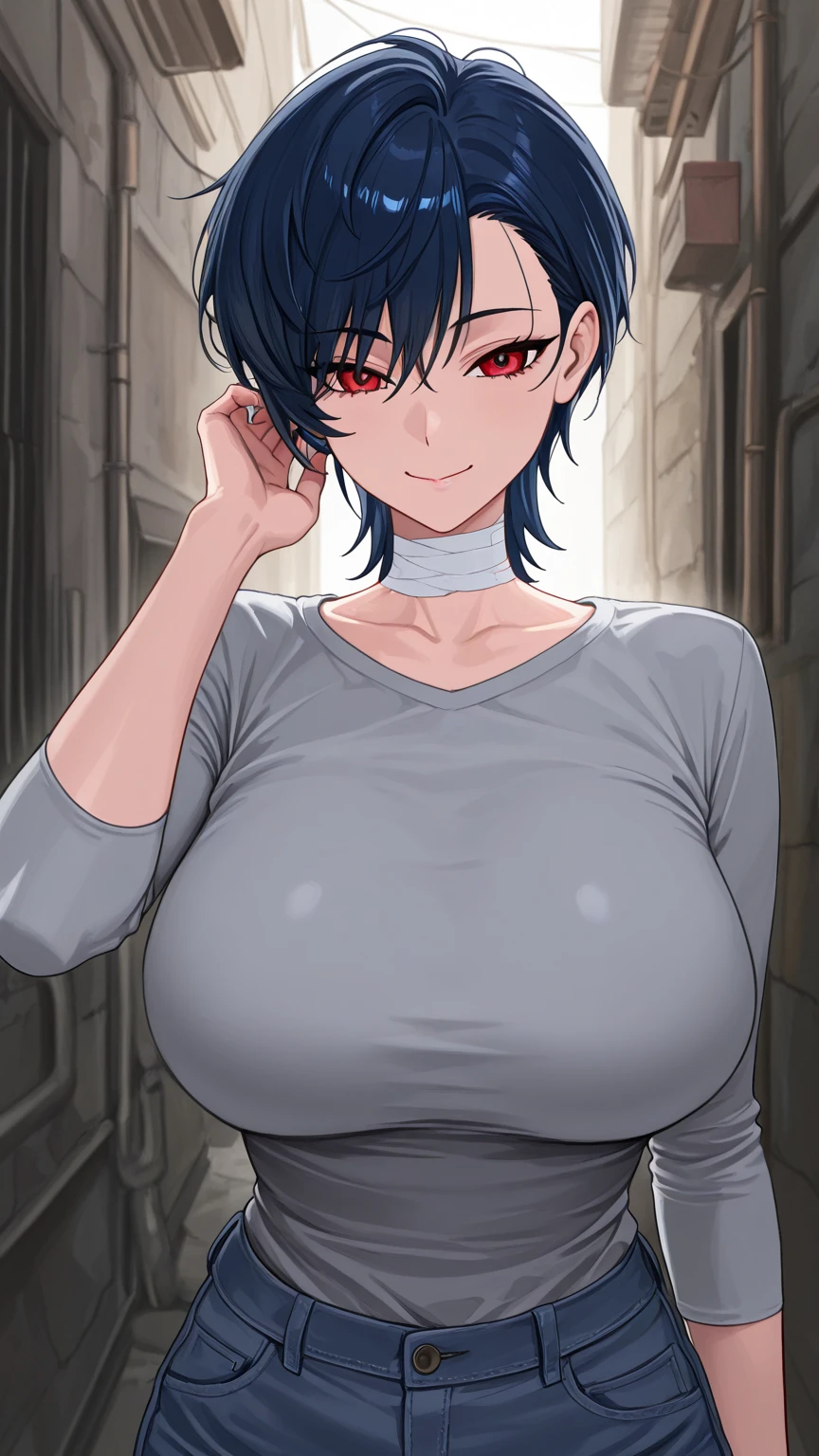 (high quality:1.2), intricate detailed, digital art,
(TakashiroGaiden:1.1), 1girl,  solo, topless, naked breasts, nude breasts, exposed breasts, naked nipples, miniskirt, black thighhighs,
curvy, large breasts, huge tits, enormous breasts, big big big tits, exposed breasts, naked , exposed nipples,