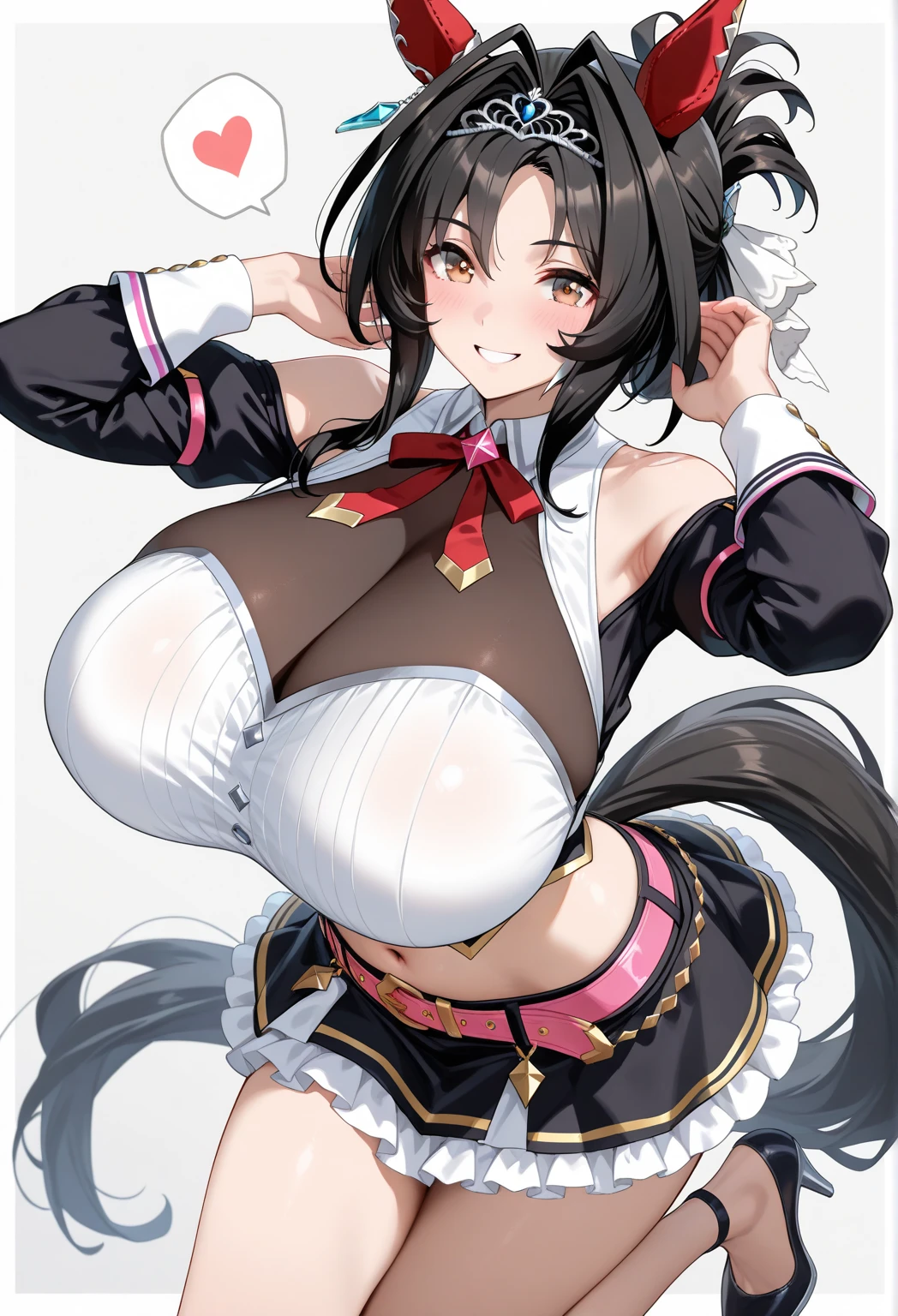 (anime style),masterpiece, best quality, extremely detailed,10Years old,tanned skin,dark skin, Beautiful body,Large breasts,BREAK,multicolored colorful black hair,shaggy hair,long hair,long ponytails hair,BREAK,black eyes,black choker,dignified face,disgust,sensual face,open mouth,detailed lips,,BREAK,with vertical stripes sweater,tiara,ripped Princess bridal gown,micro skirt,break,head tilt,in the barbarian camp Night,hands on breasts,up half knee,ivy clinging to the body,arching back,shackles and chain cords,sweating,upturned eyes,