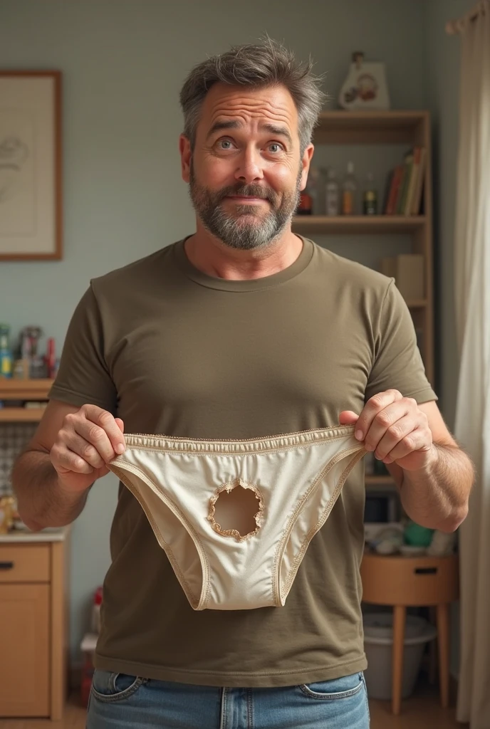 A man in his underwear with pain