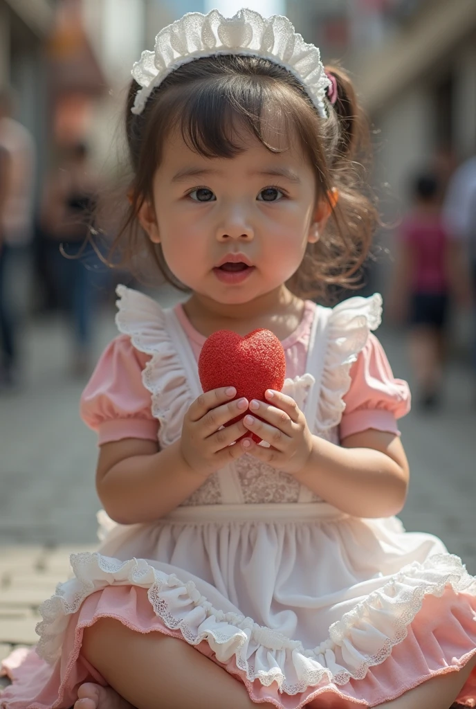 Cute baby boy cupid hugging a red stuffed heart. Digital painting, artstation, concept art, soft focus, sharp, illustration.