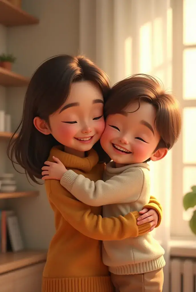 A kid hugging her mom