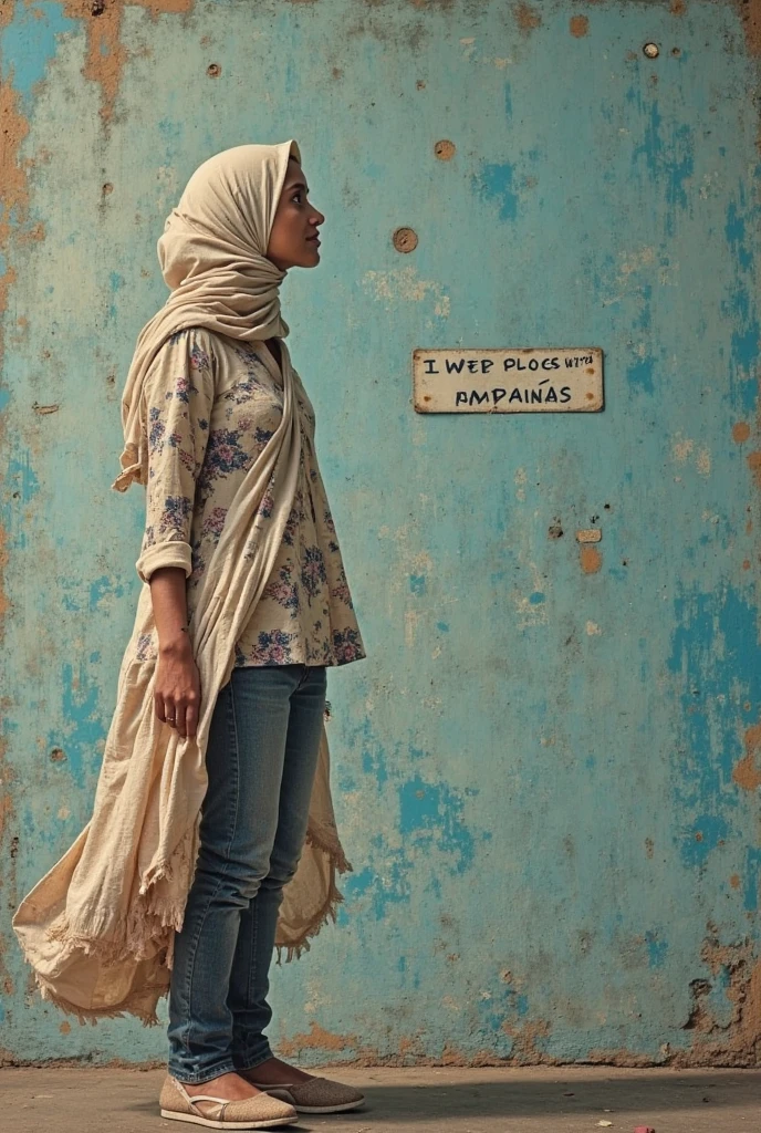 A picture of a map of Pakistan with her holding crutches and a bandage on her head