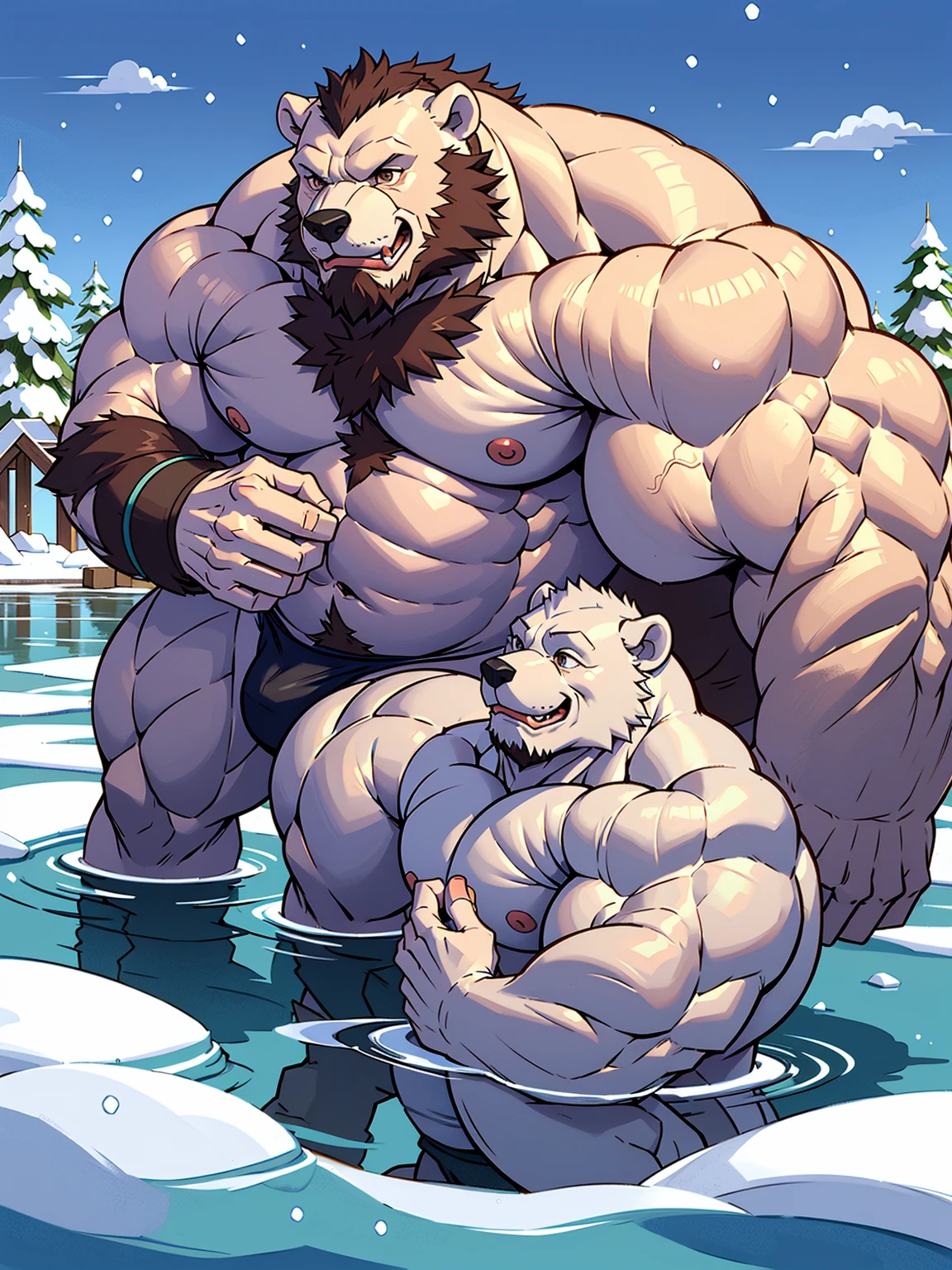 He creates a completely ????? anthropomorphic polar bear, showing his ?????, while pulling and masturbating, with his mouth full of cum. While sucking the penis of another anthropomorphic polar bear