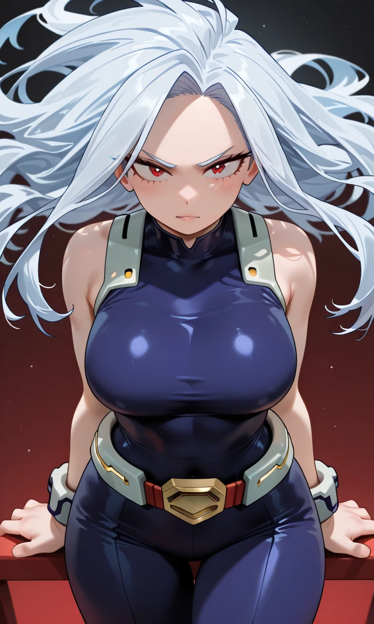 Kizi, shoulder-length white hair, dragonball z, 80s style, アニメ, big boobies, white background, work of art, glued clothes,looking at the camera, brava, higher instinct, divine ki around,