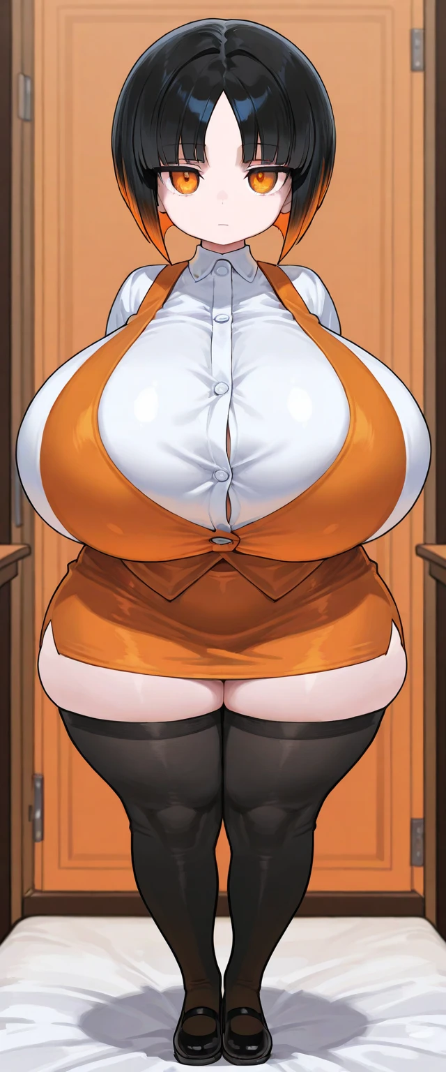 masterpiece, best quality,  pkmnmars, black and white dress, long sleeves, upper body, looking at viewer, large breasts, furrowed brow, night sky, city skyline, nipples, ((BEtorn:1.2)), breast expansion, motion lines, ^^^