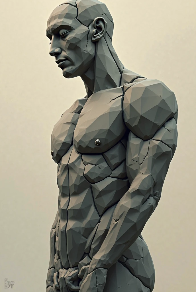 estatua realista, branca, frontal, abstrata, pensando, fundo branco, masculino , careca, corpo completo